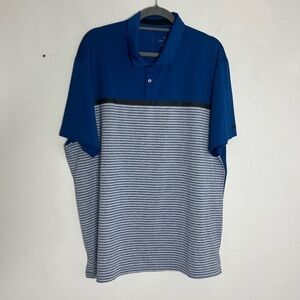 Nike Dri-Fit Tiger Woods Blue Stripe Polo Size XL Perfomance Golf